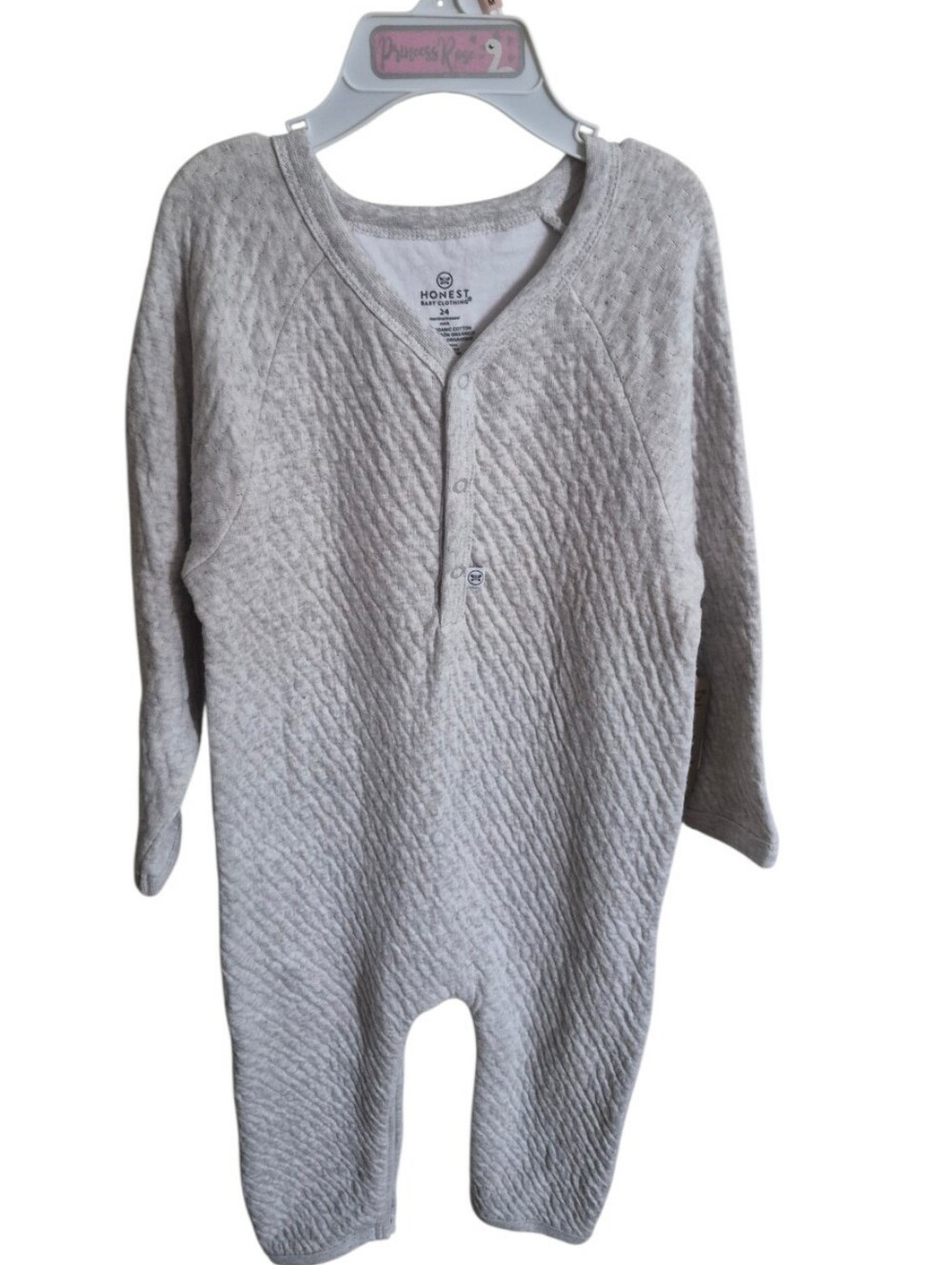 The Honest Company Quilted Light Gray V-Neck Sweater